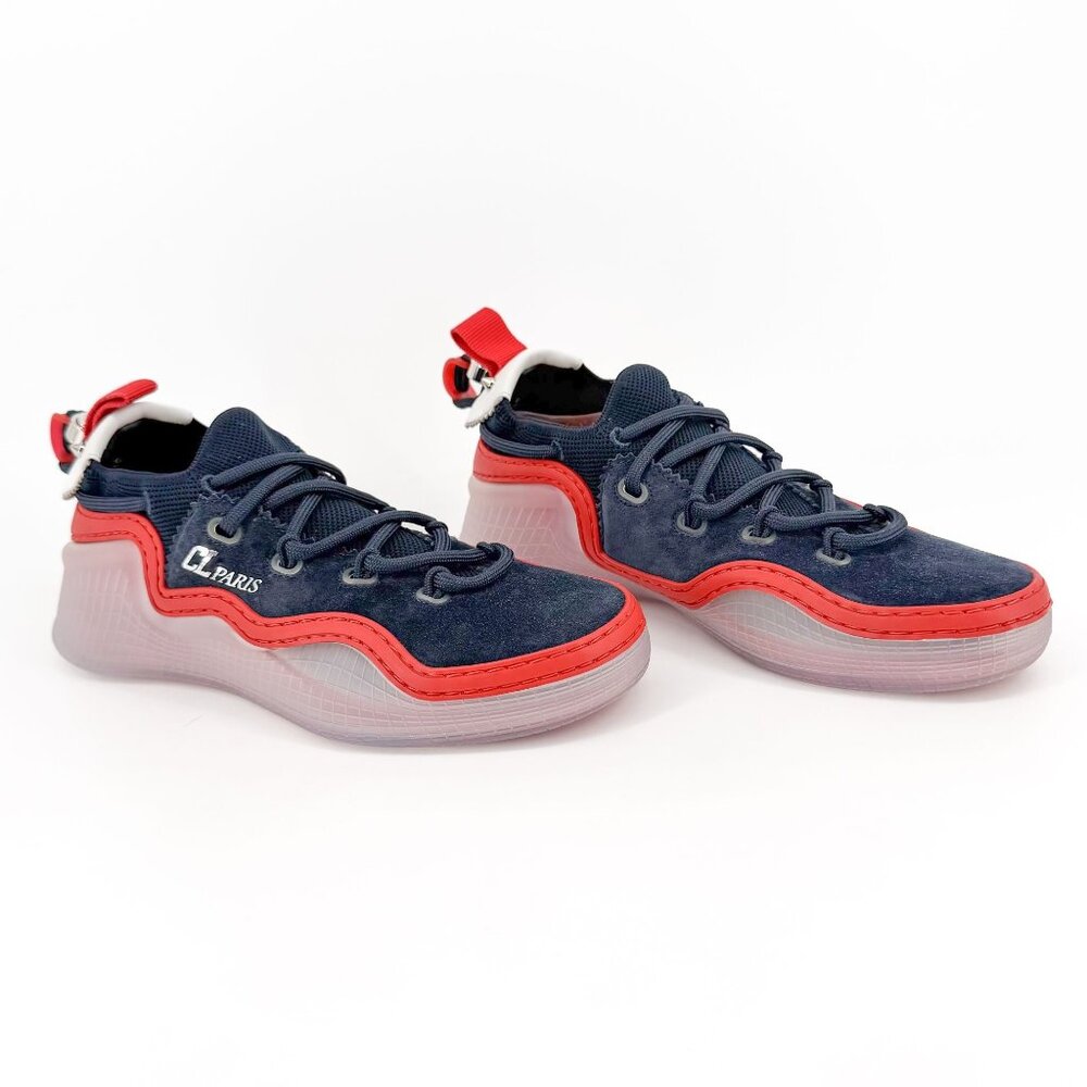 Christian Louboutin Arpoador Navy Blue Suede Sock Sneakers Size 37 US 7 Women's